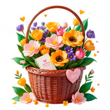 Корзина с яркими цветами